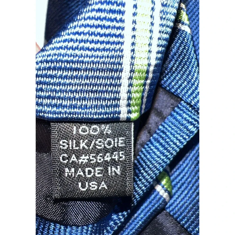 J‎ Crew Silk Ties 3 - Blue Striped & Green Medallion